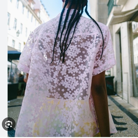 Blanca Astra Oversized Lace Short Sleeve Shirt Pale Pink 33881 - Picture 4 of 12